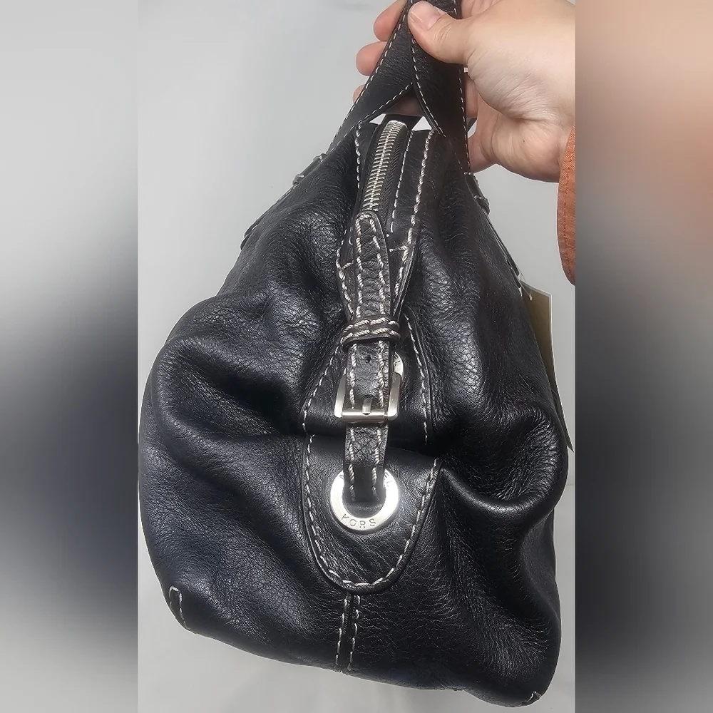 Michael Kors Hudson Large Black Pebbled Leather Shoulder Bag Satchel NWT $398